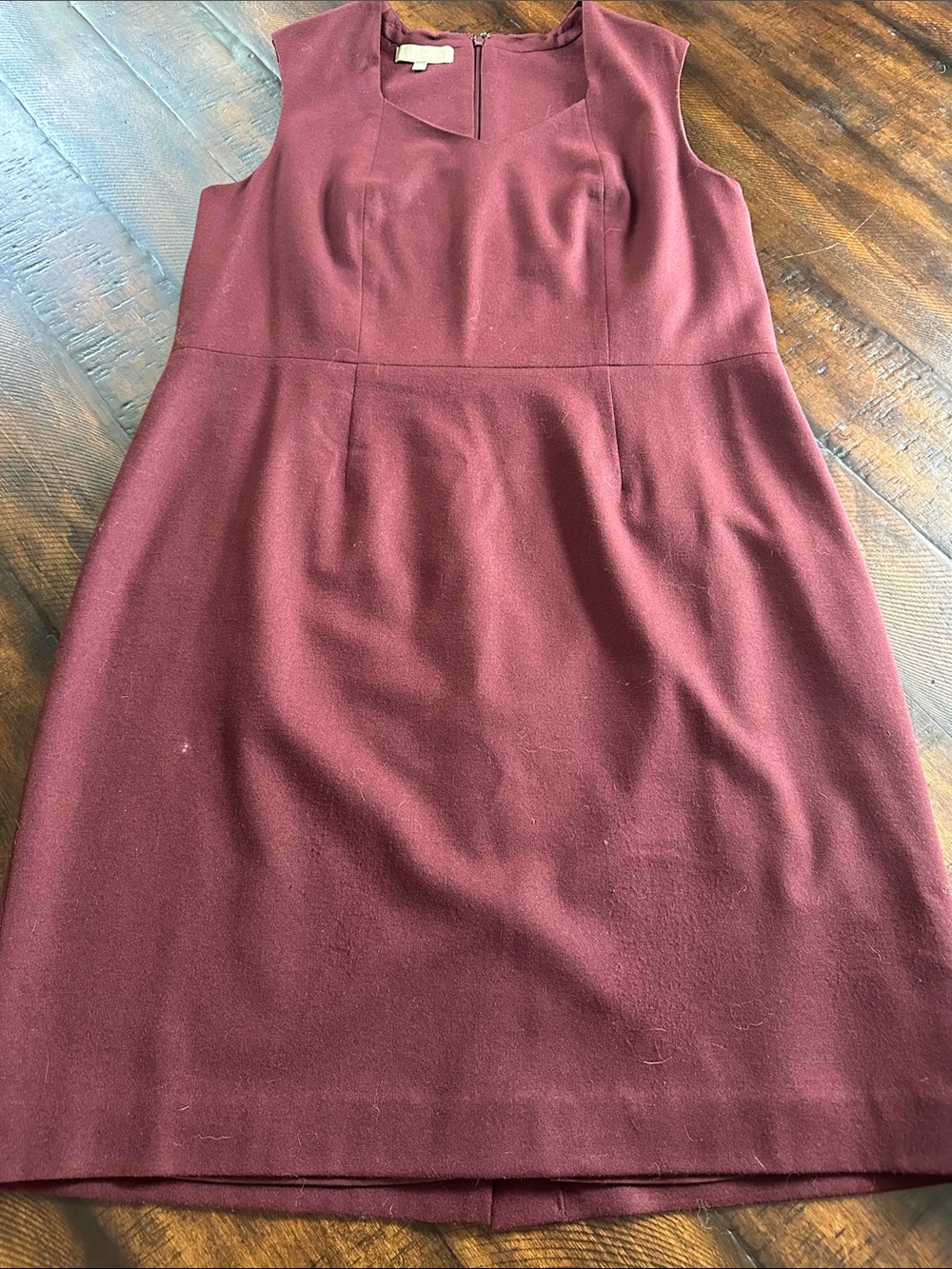 Sleeveless Wool Sheath Dress in Wine - Women's Tailored Dress Suit